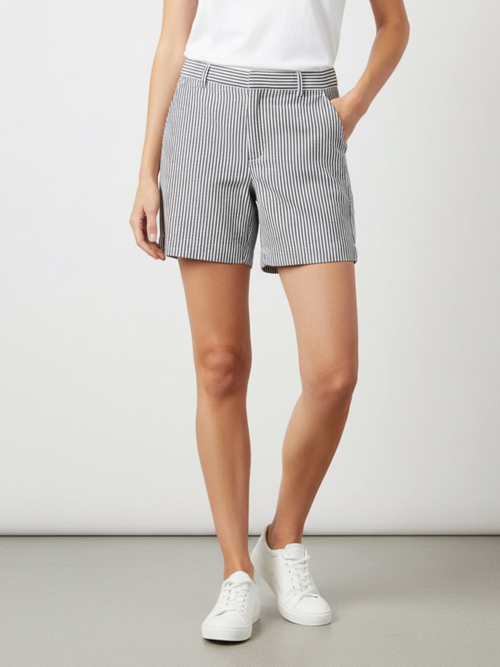 Banana Republic Factory Womens Striped Chino Shorts Blue White Size 6